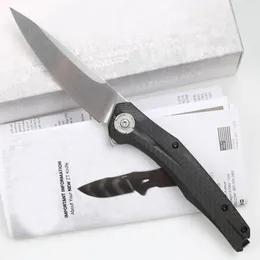 0707CF Flipper Folding Knife 3.5" 20CV Satin Blade Carbon Fiber Survival Camping Tactical Pocket Knives Utility EDC Tools