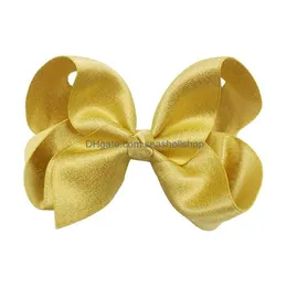 Clip per capelli Barrettes 40pcs 4,5 pollici Glitter Grosgrain Ribbon Shiny Bows Alligator for Girls Neonato Toddlers Kids Fashion Accessories Dhztq