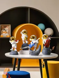 Esculturas figuras decoração de resina resina astronauta estátua colecionável espacial escultura Música decorativa Ornamento para escritório de estante de mesa