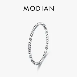 Cluster Rings MODIAN Simple 925 Sterling Silver Twisted Vintage Ring Classic Retro Holiday Party Stackable For Women Fine Jewelry Gifts