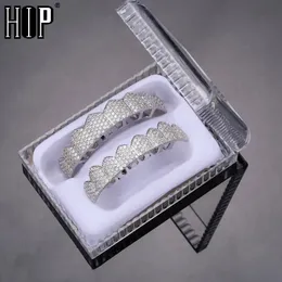 Dentes de hip hop gelados micro paving zircão cúbico grades de charme de fundo superior conjunto para homens caixa de jóias para homens 240426