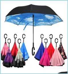 Regenschirme Chand Reverse Regenschirme Windproof Doppelschicht invertierter Regenschirm innen nach außen. 40 Stile EEA1680 DRH6921876