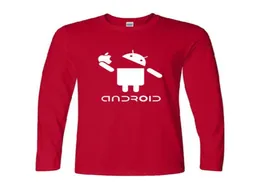 Camisetas de designer de mensagens da Mensagem na Europa e nos Estados Unidos Manga longa Android Android Robot Printing Mens Clothing2946136