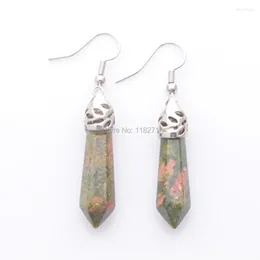 Серьги с подвижными серьгами wojiaer hexagonal prisms unakite jaspers natural gemstone Указал Рейки Чакра Тенденция Мерховые ювелирные украшения PR3070