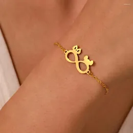 Bracelets de links Símbolos matemáticos de aço inoxidável Cadeia de símbolos frescos para mulheres judeus nobres presentes