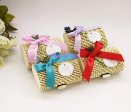 Vintage Forest Pure Natural Bamboo Wedding Candy Box For Wedding Present Party Favor Package Boxes With Ribbon LX05644976331