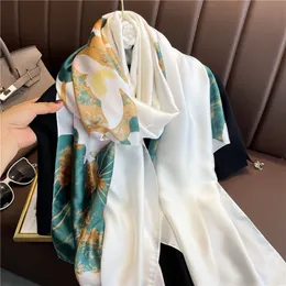 Lätt lyxig stil halsduk kvinnors outwear vår/sommar ny siden mode blommor solskyddsmedel halsduk sjal