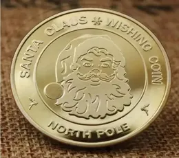 Novo Papai Noel Wishing Coin Collectible Gold Bated Souvenir Coin Collection North Pólo Presente Feliz Natal Comemorativo Coin F4413484