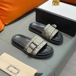 Uomini pantofole designer sandali in pelle sandali infilo flop cinghia con fibbia lettera anticoncetti sandali di pelle di vitello estate pigri grandi spiaggia di spiaggia casual vetrini casual spiaggia