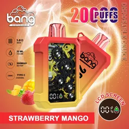 New Bang 20000puff E Cigarette Set Puffs20K Einweg-Vape-Stift-Pod 500mAh LCD-Display wiederaufladbare 25ml Dampf 0% 2% 3% 5% 12 Geschmack