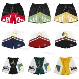 Swim Shorts Męskie Pantaloncini Rhude Shorts Mężczyźni Lato Szybkie suszenie oddychające z siatki sznurka na plaży luźne sportowe szorty dla mężczyzn szorty amerykańskie rozmiar