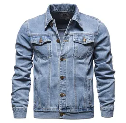 Lyxmärke Men039S Down Jacket Men Jeans Jackets ljus Blue Denim Coats High Quality Cotton Slim Spring S Casual Jean5927290