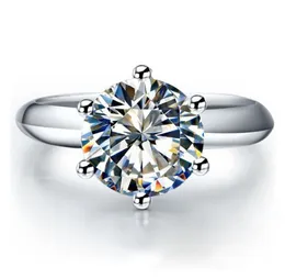 Qyi Silber 925 Ringe Frauen Engagement Silberringe rund simuliert Diamant