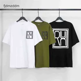 Erkek ve Kadın Trendleri Tasarımcı Moda Rhude Rhude Erkek Baskılı Yuvarlak Boyun Gevşek Kısa Kollu Sokak Marka Gençlik Çift T-Shirt Trend