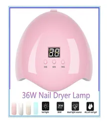 36W USB LED UV Nail Nail Curing Lamp Light Manicure Polish Dryer Nail Potherapy Machine Tool Pink5540129