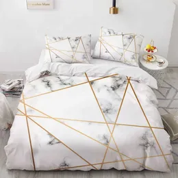 Set di biancheria da letto semplice biancheria da letto 3d marmo giù per copertina del piumone set comodo cuscino per letti comodo scatola grande tessile a doppia faccia a doppia facciata j240507