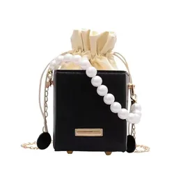 Myyshop PB0016 Fashion Mini Pearl Chain Wallet Mobile Single Shoulder Bags Messenger Bag White Yellow Purple Black 4 Colors 269S