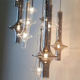 Modern Nordic Long Tube Light Luxury Glass Pendant Light Loft Kitchen Bedroom Lamps Pendant Suspension armatur