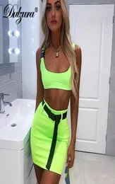 Abito da due pezzi Dulzura 2021 Summer Women Pezzi set Gonna Bandage Crop Top Track Outfits Streetwear 2 Festival Clothes14885088