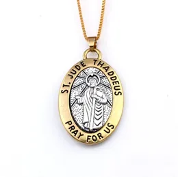 16 PCS Massor av St Jude Thaddeus Be för oss Medal Religious Oval Pendant Halsband 23 6 tum 29 5x47 5mm Pendant A550D258K4563593