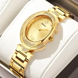 Wristwatches YaLaLuSi Brand 2024 Women's Watches Gold Crystal Diamonds Luxury Box Watch Remover Ion Plating