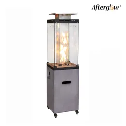 Afterglow Cam Üst + Terrafab Base Ateş Isıtıcı Dahili Gaz Deposu KD Sütunu 41000Btu, Gri