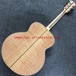 Spedizione gratuita di chitarra, chitarra acustica jumbo da 42 pollici, top in abete solido, lati di acero di fiamma e schiena, chitarra elettrica, chitarra personalizzata