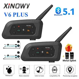 Handy -Ohrhörer Xiowy V6 plus Motorradhelm Bluetooth Earphone Interphone 1200m Interphone Kommunikation wasserdicht 6 Fahrer J240508