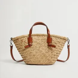 Lässige Weidengewebte Korbbags Rattan Frauen Handtaschen Sommer Strand Stroh großer Kapazität Einsatz Big Schulter -Crossbody -Tasche 2024 240420