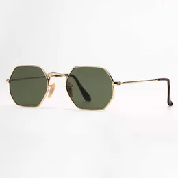 여성 남성 선글라스 패션 팔각형 선글라스 플랫 금속 태양 안경 가죽 케이스와 QR 코드 247L을 가진 UV 보호 렌즈