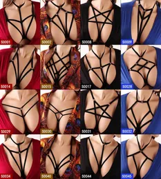 تسخير حمالة الصدر النساء سترابي مثير محصول أعلى مرنة Lingerie Pentagram الجسم قفص الشرير القوطية ضبط حزام حزام حزام حزب الاهتزاز 1713134