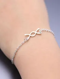 Whole 10pslot Ajustable Dainty DNA Bracelet Stainless Steel Charm Bracelets Couples Women Girls Fashion Jewelry Lucky Birthda8188952