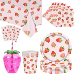 DOTRZYM INWARZ DECORACJA DEKORAKOWANIE DEKORAKOWANIE GIRLY Zestaw stolika urodzinowego Pink Cardboard Cup Picnic Outdoor Q240507