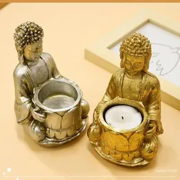 Posiadacze świec Buddha Statue Holder żywica Tealight Mediting Figurine Trwała Zen dla patio wewnętrznego domu ogrodowego