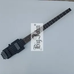 Guitar Travel Mini Headless Electric Bass Guitar for Stum Black Colore Bas