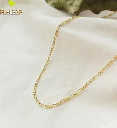 Flyleaf 18k Gold Simple Geometry Real 925 Sterling Silver Necklace For Women Fashion Chain Fine Jewelry High Quality Ins Style Q018027828