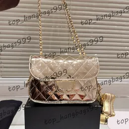 Klasik Parlak Deri Kadınlar Mini Flep Yıldız Para Kesesi Diamond Kafesli Omuz Torbaları Altın Zincir Crossbody Çanta Parçalı Çanta 20x15cm