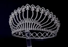 Grande círculo redondo de tiaras para Miss Beauty Concurso Coroa Auatrian Rhinestone Crystal Hair Acessórios para shows de festa 1294778