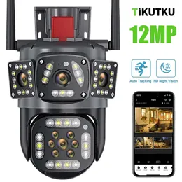 6K 12MP Güvenlik Kamera WiFi Kablosuz Açık Üç Ekran IP Cam Ev Koruma Otomatik İzleme CCTV Video Gözetim 240422