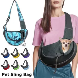 Dog Bag Pet Puppy SL Outdoor Travel Dog Shoulder Bag Mesh Oxford Single Comfort Sling Handväska Tote Pouch 240422