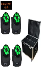 Flightcase 4XLot Small BeeEye Led Moving Head Light 6x15W RGBW 4IN1 Color Mixing Mini Led Moving Beam Light TIPTOP1040640