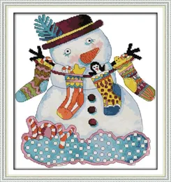 Weihnachten Snowman Home Decor Gemälde handgefertigte Kreuzstichsticksticke Nadel Sets gezählt werden Druck auf Leinwand DMC 14CT 11CT5047567