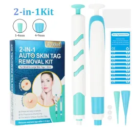 Strumento 2in1 kit di rimozione etichetta automatica etichetta etichetta della pelle indolore talpa set di penna per rimozione dell'acne verruca con tamponi detergenti per la cura del viso