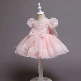 Abiti da battesimo maniche a sbuffo ricamato vestito per baby shower vestito perle principessa abbigliamento per bambini neote 1 3 6y q240507