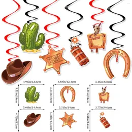 Party Decoration Wild West Cowboy Theme Spiral Hangings Happy Birthday Paper Hangers 6st