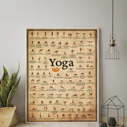 Ausrüstung Home Training Fitnessstudio Yoga Ashtanga Chart Pose Gesundheit Poster Wandkunst Leinwand Malerei Yoga Print Wohnzimmer Home Wanddekoration