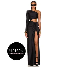 2024 Fashion Evening Dress Party Dress Club Tragen Sie One-Shoulder Long Sleeved ausgehöhltes Taillengepackte Gesäß geteiltes langes Landebahn Abendkleid