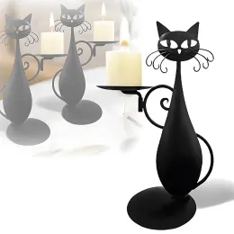 Holders Black Cat Candlestick for Cylindrical/LED Flameless Candle Vintage Home Metal Decorative Candle Holder Table Decorations