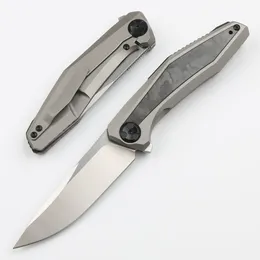 0470CF/TI Flipper Folding Knife 3.46" CPM-20CV Satin Blade Carbon fiber+TC4 Handles Survival Camping Tactical Pocket Knives Utility EDC Tools