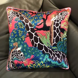 Brand Design Three Giraffes Silk Throw Pillow Fashion Pillowcase Sofa Chair Car Lumbar Pillow Cushion Cover Back Cushion 240508